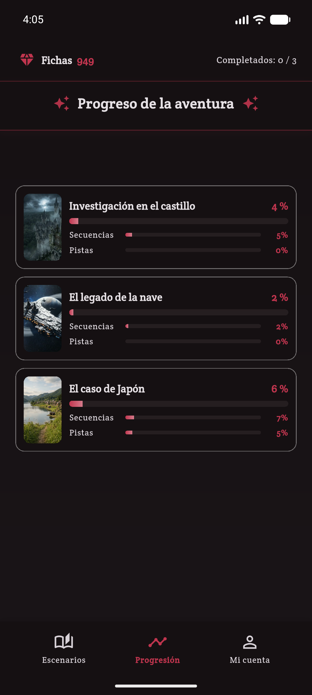Progresión de escenarios