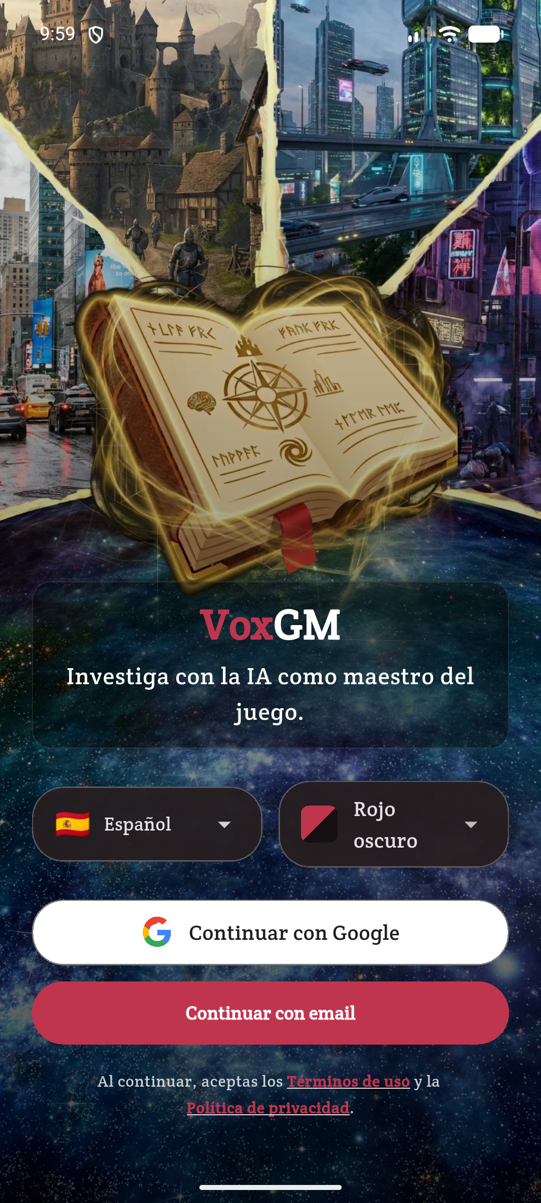 Bienvenida — idioma e inicio