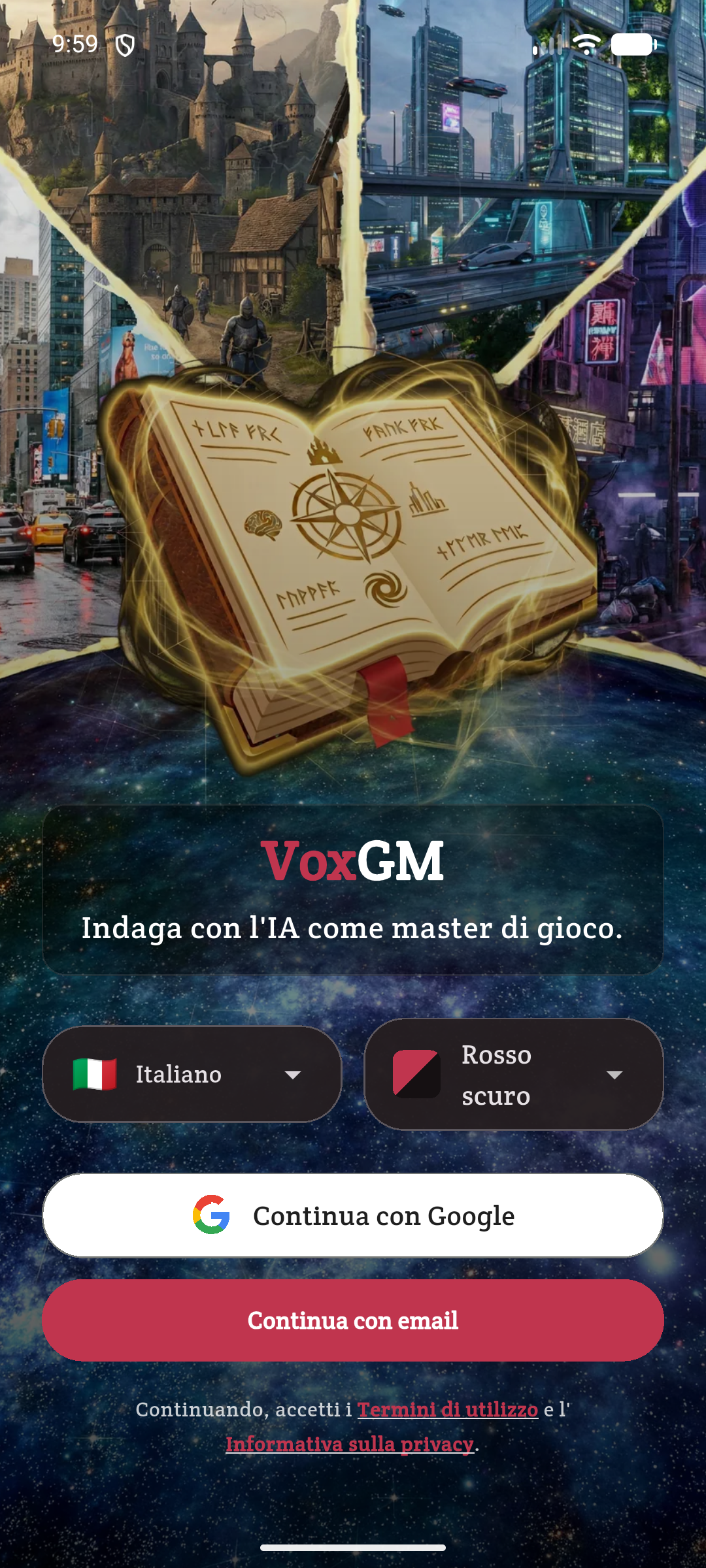 Benvenuto — lingua e accesso